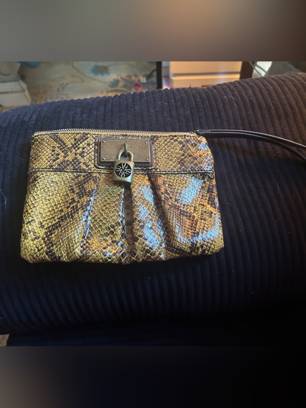 Simply Vera Vera Wang Yellow Snake-Print Wristlet Clutch